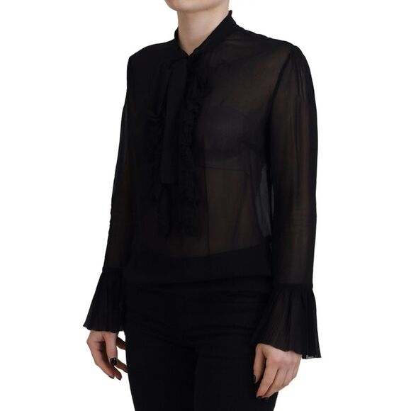 Dsquared² Black Viscose Long Sleeves See Through Blouse Women's Top (Pre-Owned) - Picture 2 of 5
